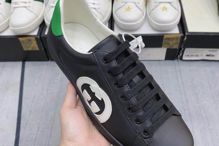 Giày Gucci Ace Interlocking GG Đen Trắng Siêu Cấp TT