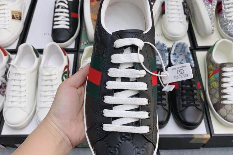 Giày Gucci Ace Signature Black Đen Full Siêu Cấp TT