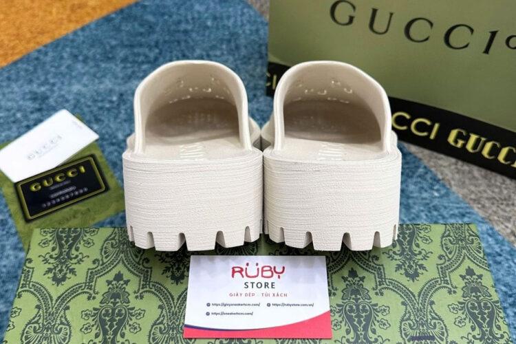Dép Gucci GG Perforated Rubber Clogs Màu Kem