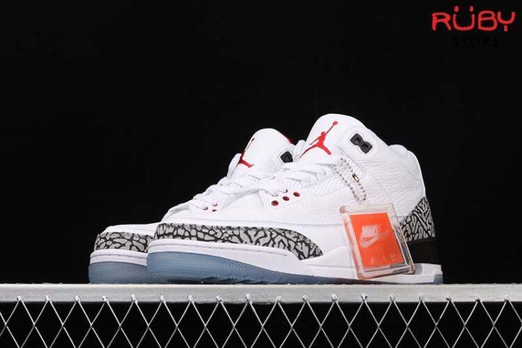 Giày Jordan 3 Free Throw Line White Cement Trắng Đỏ Siêu Cấp TT