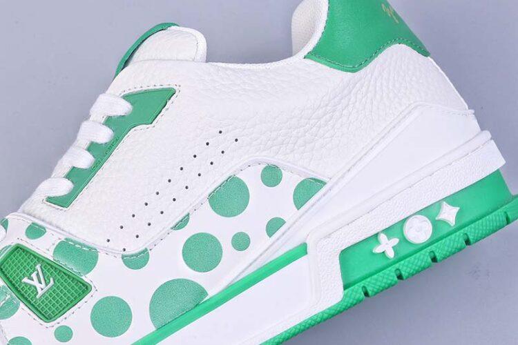 Giày Louis Vuitton Trainer Yayoi Kusama White Green Xanh Lá