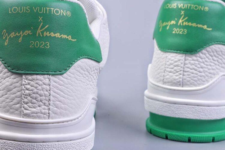 Giày Louis Vuitton Trainer Yayoi Kusama White Green Xanh Lá