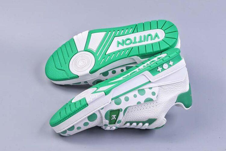 Giày Louis Vuitton Trainer Yayoi Kusama White Green Xanh Lá