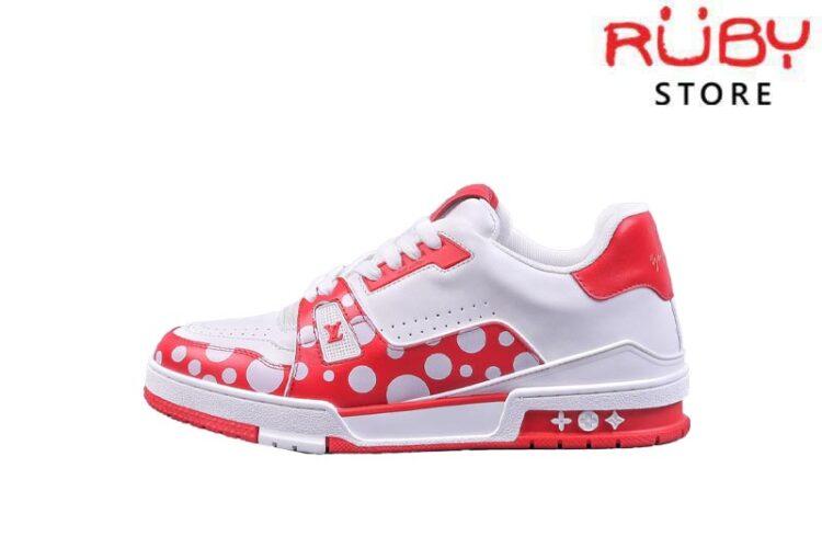 Giày Louis Vuitton Trainer Yayoi Kusama White Red Trắng Đỏ