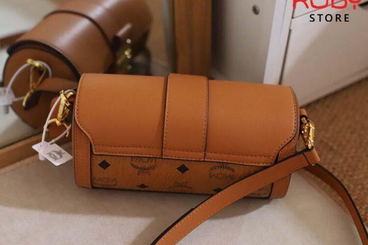 Túi MCM Small Tracy Cylinder Bag in Visetos Nâu Best Quality