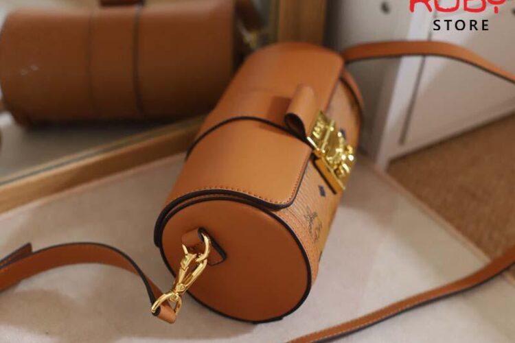 Túi MCM Small Tracy Cylinder Bag in Visetos Nâu Best Quality