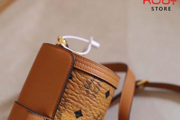 Túi MCM Small Tracy Cylinder Bag in Visetos Nâu Best Quality