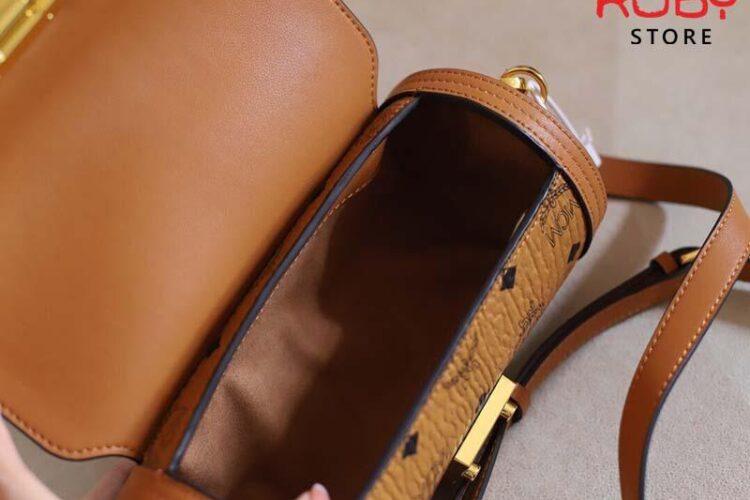 Túi MCM Small Tracy Cylinder Bag in Visetos Nâu Best Quality
