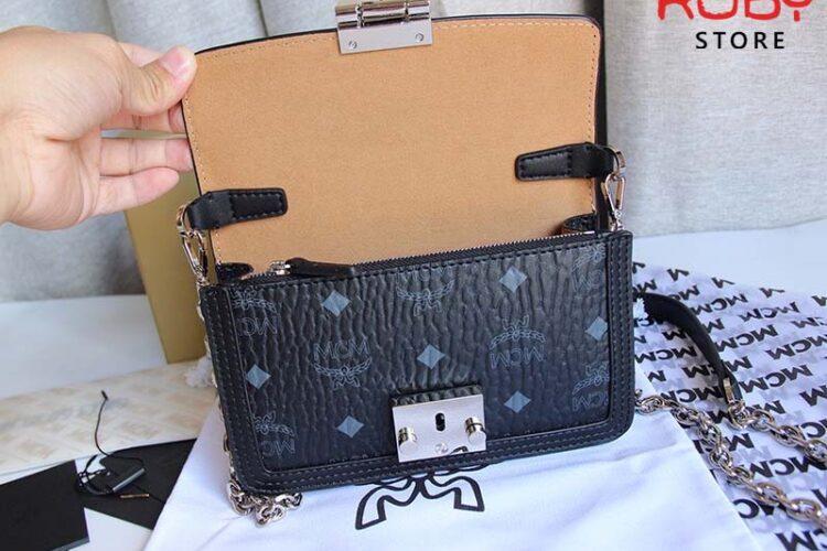 Túi MCM Tracy Crossbody In Visetos Leather Block Đen 18CM Best Quality