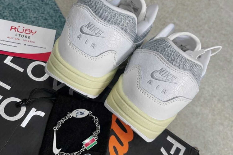 Giày Nike Air Max 1 Patta Waves White Trắng xám Rep 1 1