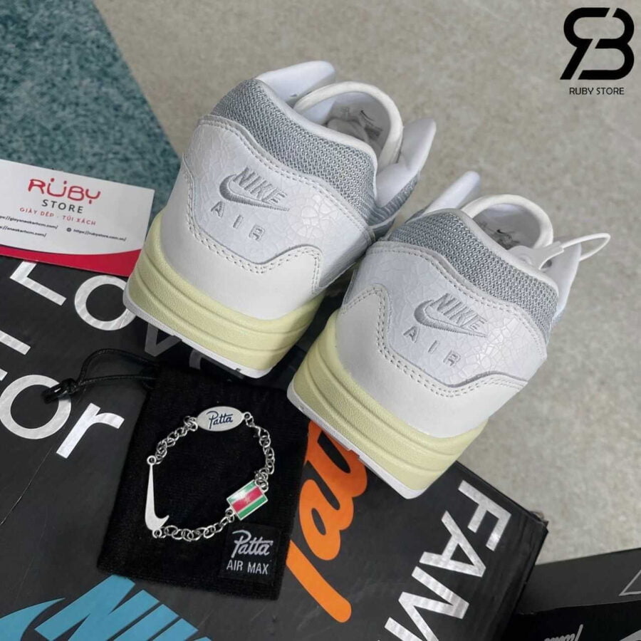 Giày Nike Air Max 1 Patta Waves White Trắng xám Rep 1 1