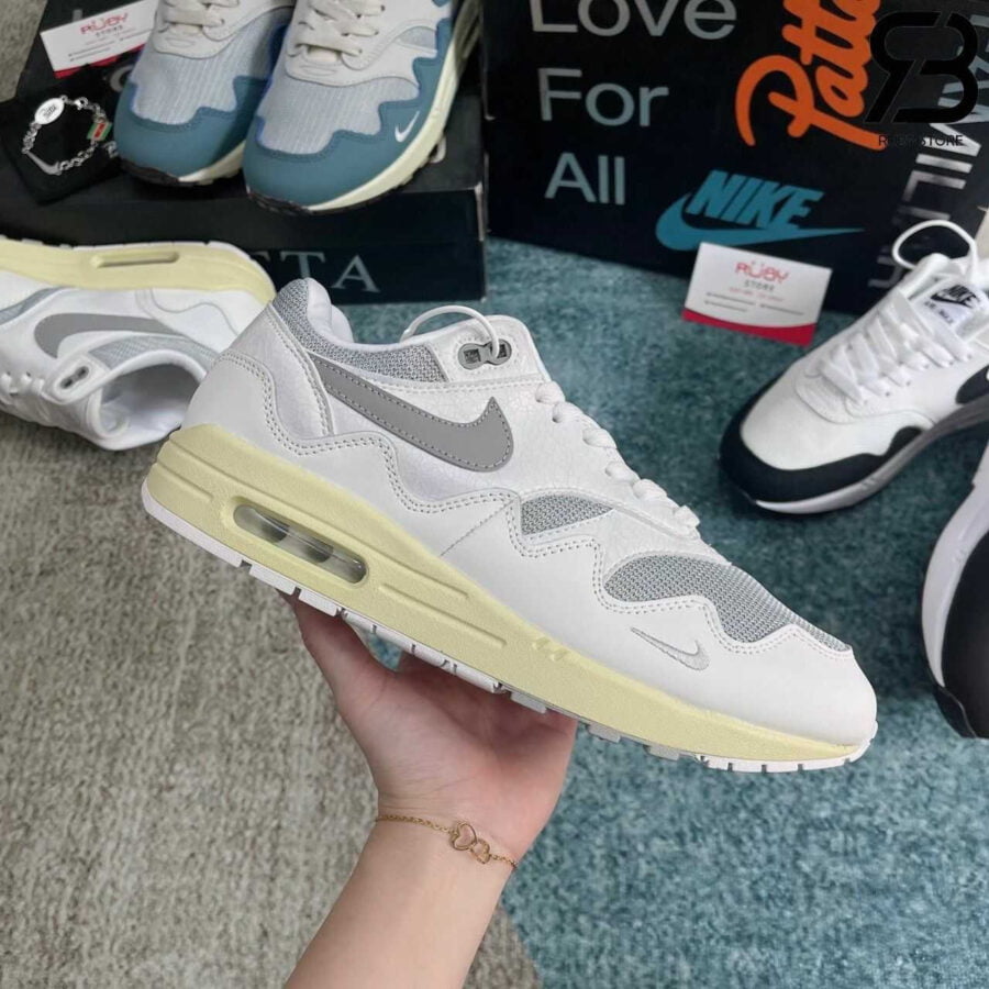 Giày Nike Air Max 1 Patta Waves White Trắng xám Rep 1 1