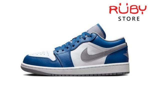 Giày Nike Jordan Low True Blue Cement Xanh Trắng