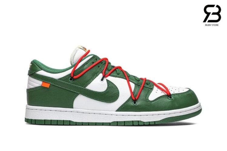 Giày Nike Dunk Low Off-White Pine Green xanh trắng Rep 1 1