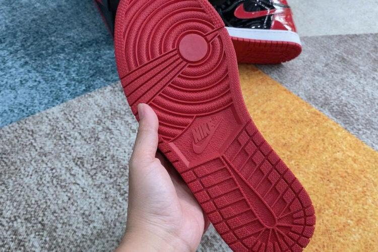 Giày Jordan 1 High Patent Bred đỏ đen bóng