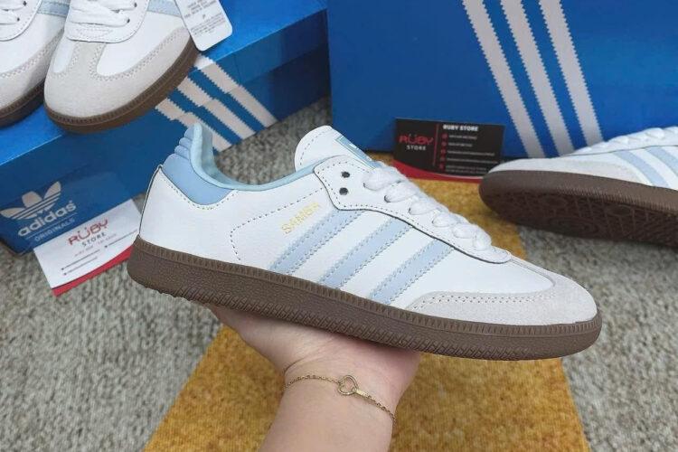 Giày adidas Samba White Halo Blue Trắng sọc xanh dương