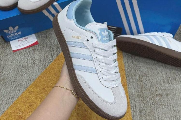 Giày adidas Samba White Halo Blue Trắng sọc xanh dương