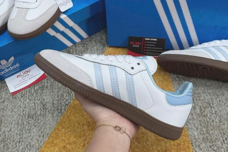 Giày adidas Samba White Halo Blue Trắng sọc xanh dương