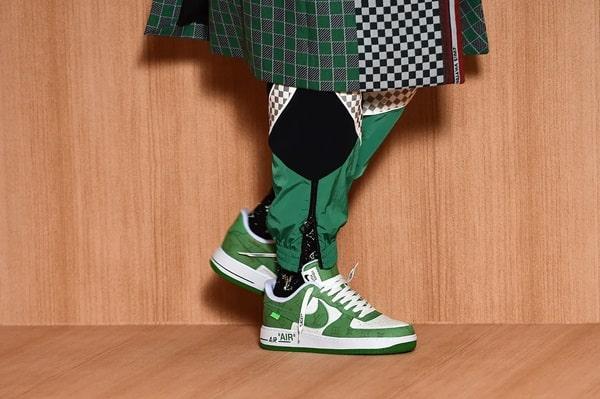 giày af1 x louis vuitton green
