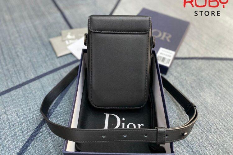 Túi Dior Lock Messenger Clutch Verticle Pouch Black Calfskin Replica