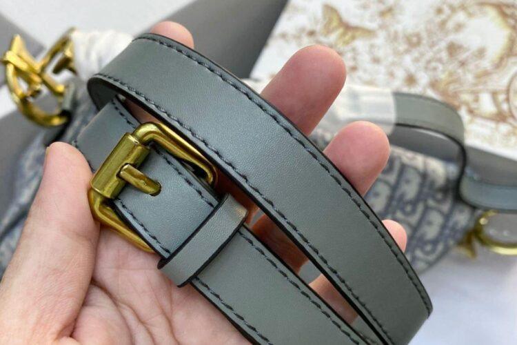 Dây túi Dior Saddle Medium Grey Oblique Canvas