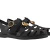 Dép Rọ Gucci Đầu Hổ Rubber Buckle Strap Sandal Đen Best Quality Deal