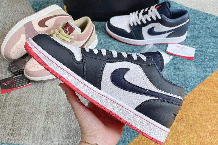 Giày Jordan 1 Low Obsidian Ember Glow Trắng Xanh Đậm