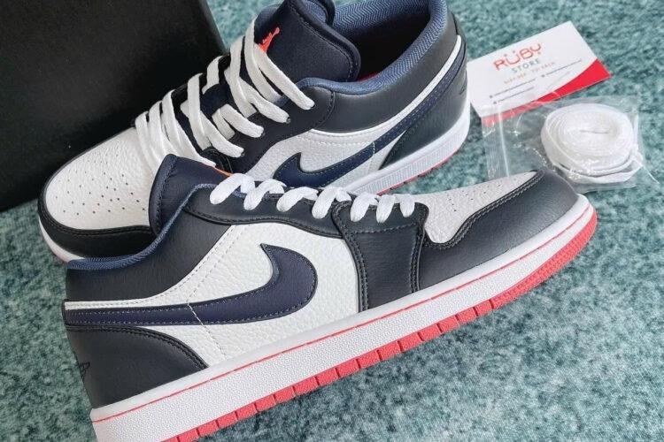 Giày Jordan 1 Low Obsidian Ember Glow Trắng Xanh Đậm