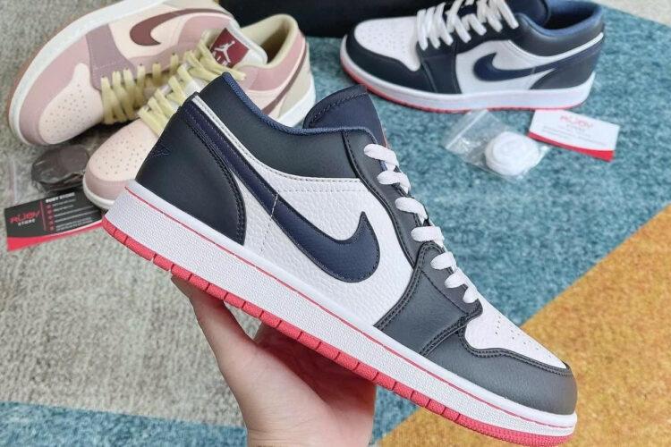 Giày Jordan 1 Low Obsidian Ember Glow Trắng Xanh Đậm