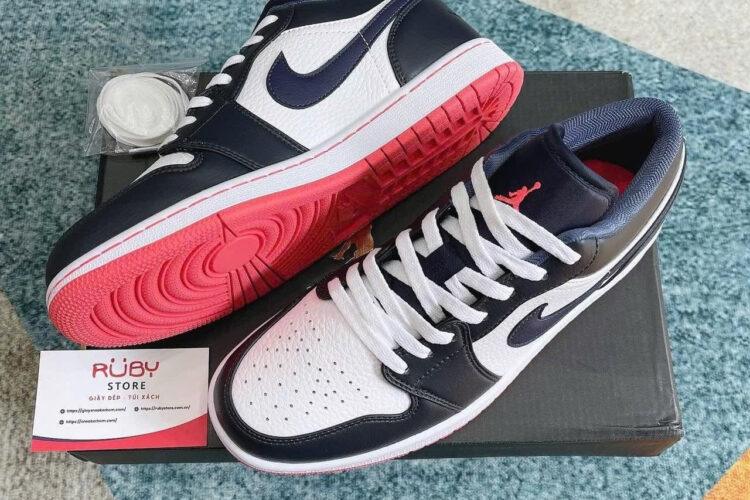 Giày Jordan 1 Low Obsidian Ember Glow Trắng Xanh Đậm