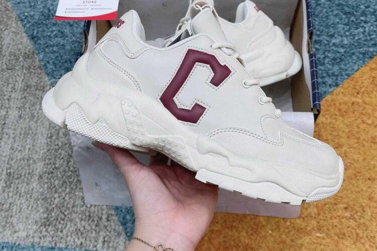 Giày MLB Big Ball Chunky Beige Red chữ C trắng đỏ