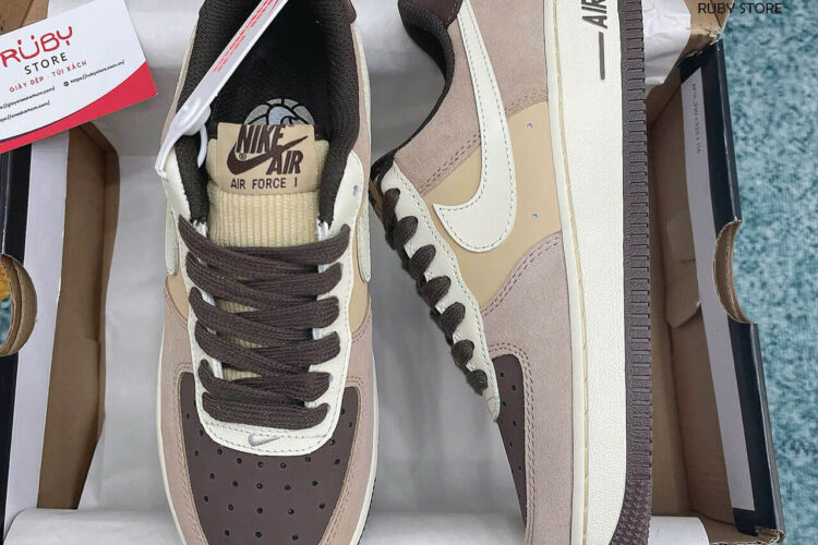 Hình ảnh thực tế giày Nike AF1 Coconut Milk nâu Rep 1 1 tại Ruby Store