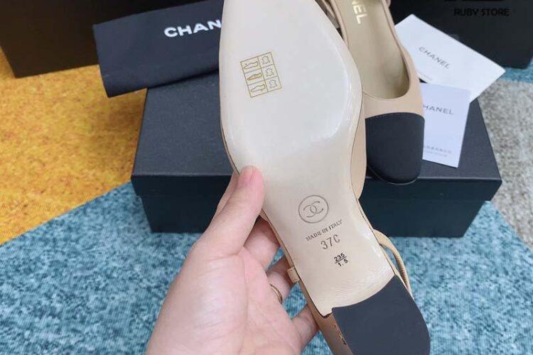 Dép Cao Gót Chanel 22S Slingbacks Beige Black Pump Siêu Cấp