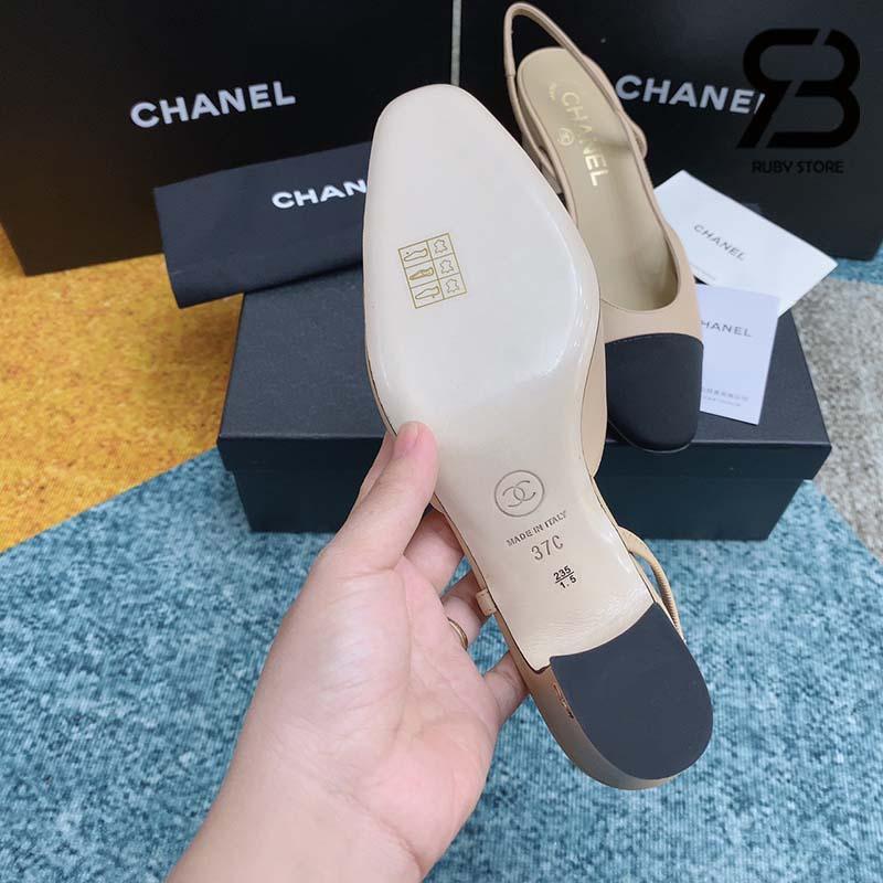 Dép Cao Gót Chanel 22S Slingbacks Beige Black Pump Siêu Cấp