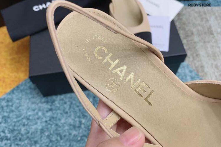 Dép Cao Gót Chanel 22S Slingbacks Beige Black Pump Siêu Cấp