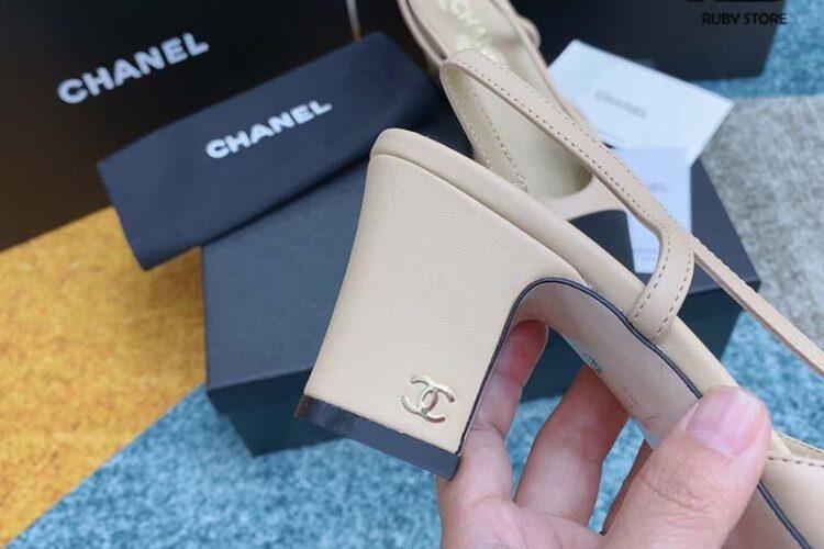 Dép Cao Gót Chanel 22S Slingbacks Beige Black Pump Siêu Cấp