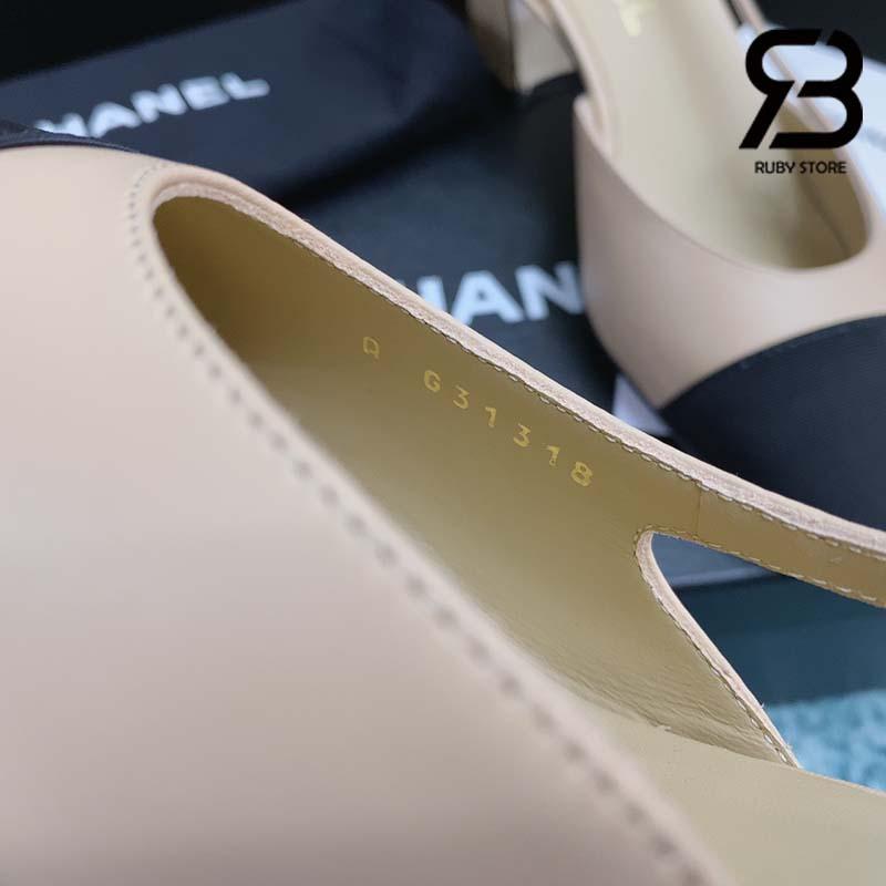 Dép Cao Gót Chanel 22S Slingbacks Beige Black Pump Siêu Cấp