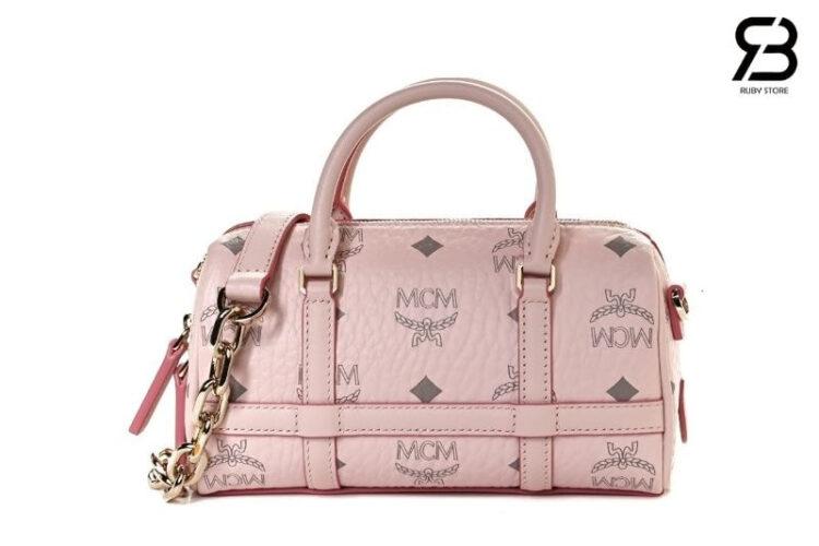 Túi MCM Mini Aren Delmy Boston Bag In Visetos Pink Hồng Best Quality