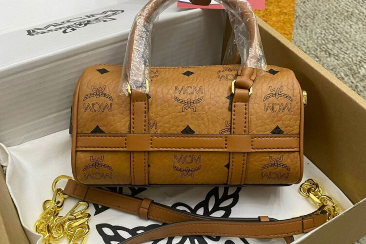 Túi Mini Aren Delmy Boston Bag In Visetos Cognac Nâu