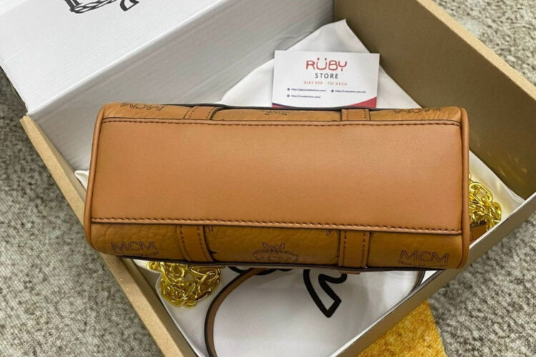 Túi Mini Aren Delmy Boston Bag In Visetos Cognac Nâu