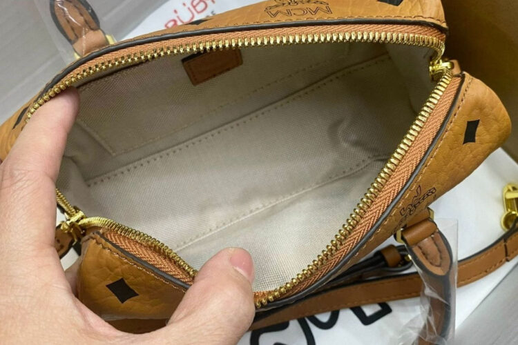 Túi Mini Aren Delmy Boston Bag In Visetos Cognac Nâu