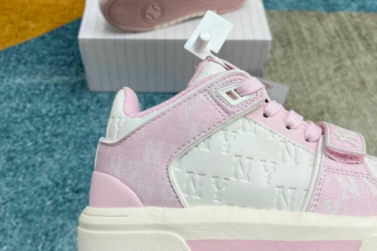 Giày MLB Chunky Liner Mid Monogram NY Pink Hồng Trắng