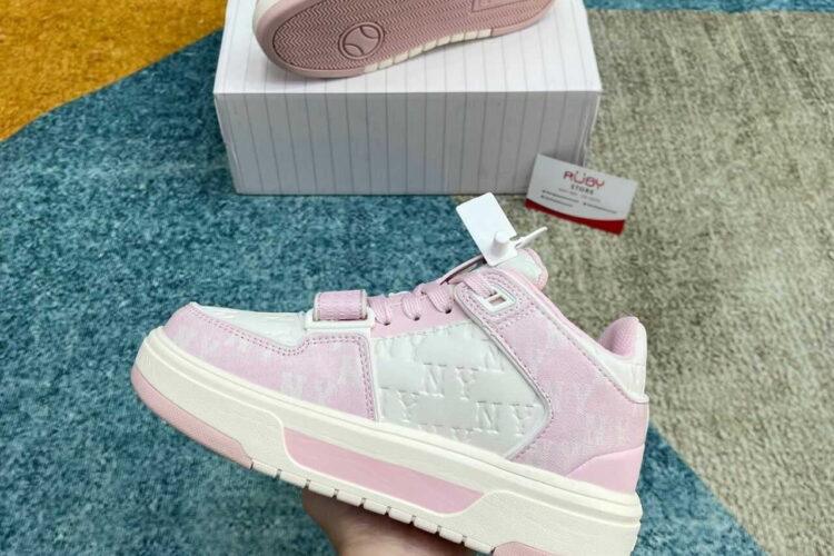 Giày MLB Chunky Liner Mid Monogram NY Pink Hồng Trắng