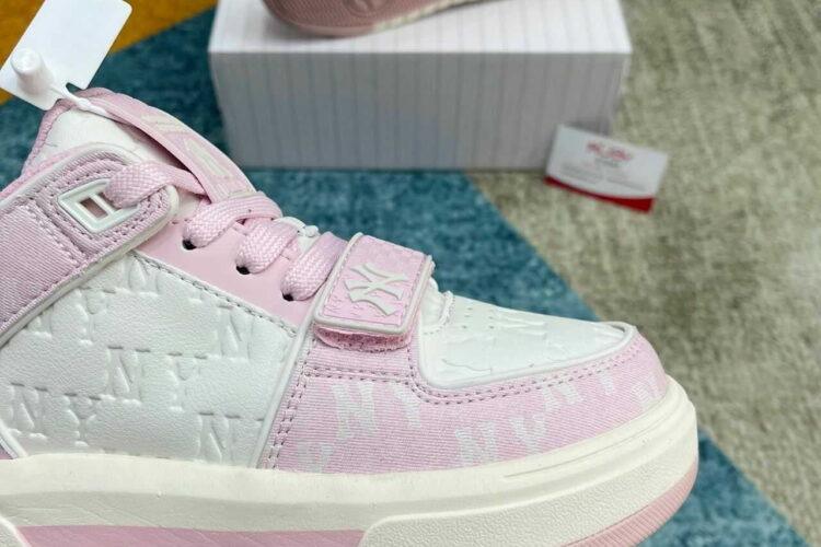 Giày MLB Chunky Liner Mid Monogram NY Pink Hồng Trắng