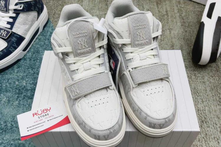 Giày MLB Chunky Liner Mid Monogram NY Xám Trắng Rep 1 1