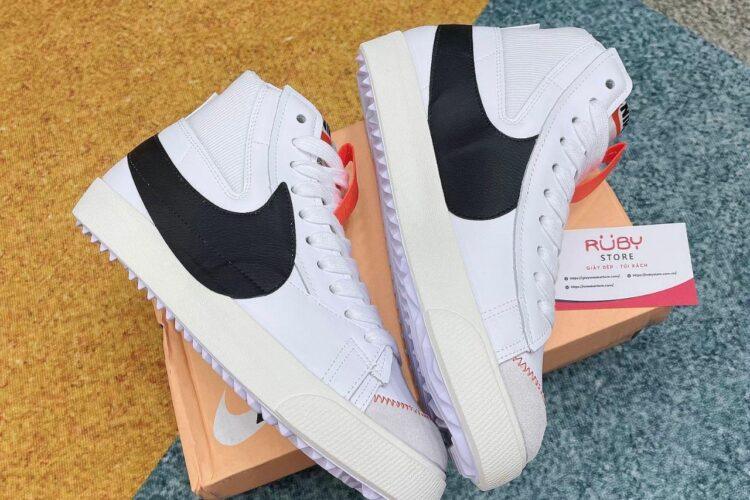 Giày Nike Blazer Mid 77 Jumbo White Black Trắng đen cổ cao Rep 1 1