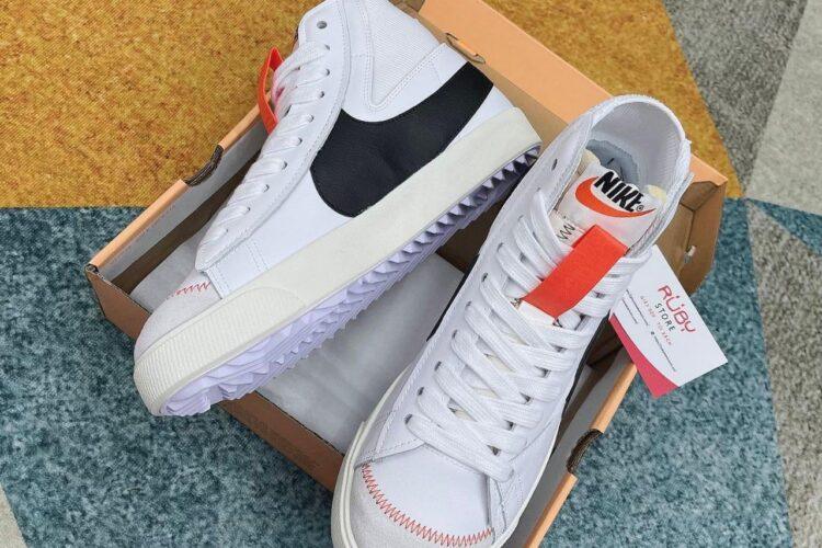 Giày Nike Blazer Mid 77 Jumbo White Black Trắng đen cổ cao Rep 1 1