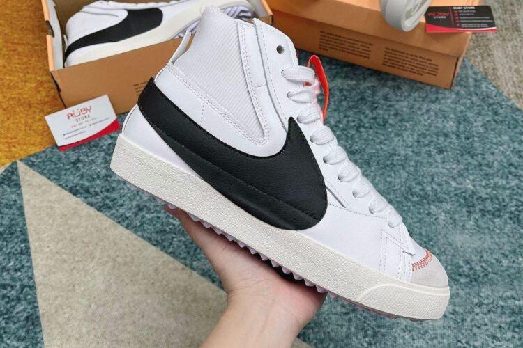 Giày Nike Blazer Mid 77 Jumbo White Black Trắng đen cổ cao Rep 1 1