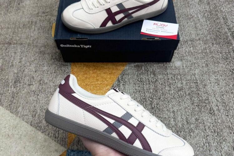Giày Onitsuka Tiger Tokuten Màu Trắng kem sọc đỏ rượu