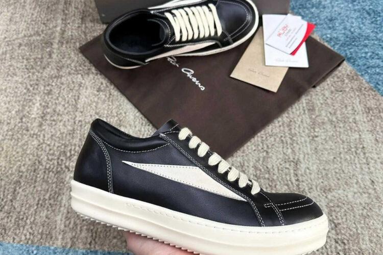 Giày Rick Owens Vintage Sneaks Black Milk White đen trắng